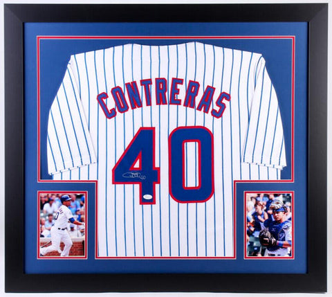 Willson Contreras Signed Chicago Cubs 31x35 Framed Jersey (JSA COA) 3xAll Star