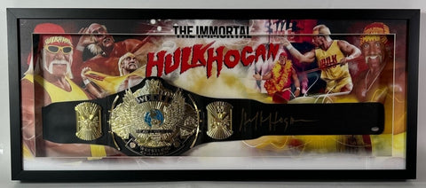 Hulk Hogan Autographed World Heavyweight Championship Belt Framed Shadowboc COA
