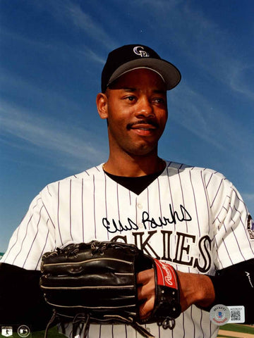 Ellis Burks Autographed/Signed Colorado Rockies 8x10 Photo Beckett 50579