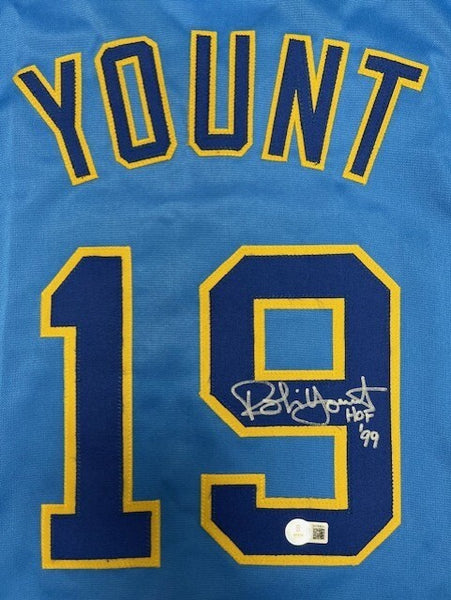Brewers ROBIN YOUNT Signed Custom Powder Blue Jersey AUTO w/ "HOF '99" - BAS
