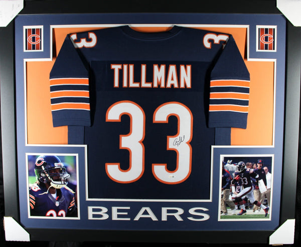 CHARLES TILLMAN (Bears navy SKYLINE) Signed Autographed Framed Jersey JSA