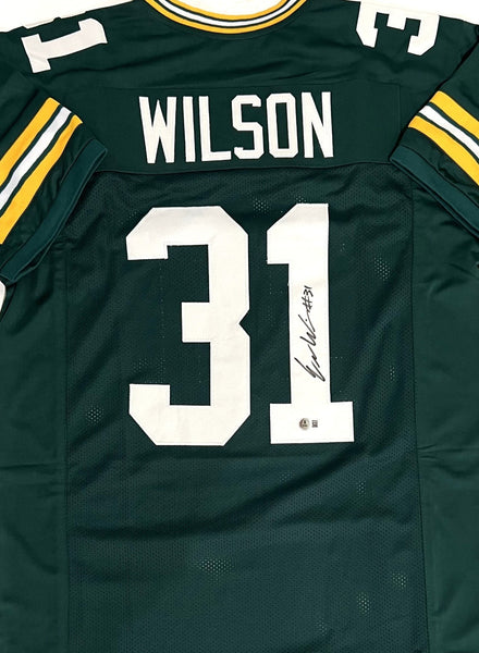 Packers Running Back EMANUEL WILSON Signed Custom Replica Green Jersey AUTO BAS