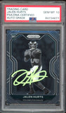 2020 Prizm Variation Jalen Hurts RC On Card Green Ink PSA/DNA Auto GEM MINT 10