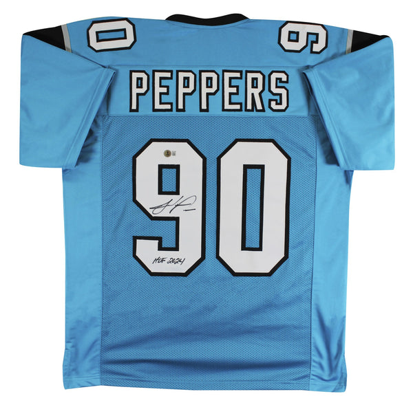 Julius Peppers "HOF 2024" Authentic Signed Teal Pro Style Jersey BAS Witnessed