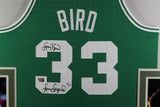 Larry Bird Signed Boston Celtics Framed Jersey LARRY LEGEND Fanatics COA /133