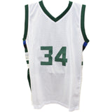 Giannis Antetokounmpo Autographed/Signed Pro Style White Jersey JSA 43528