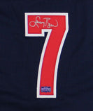 Larry Bird Signed USA Custom Blue and Red Jersey