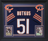Dick Butkus Authentic Signed Navy Blue Pro Style Framed Jersey Autographed BAS