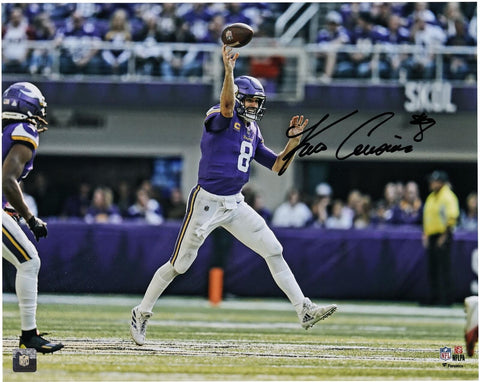 Kirk Cousins Minnesota Vikings Signed 16" x 20" Purple Throw on the Run Photo