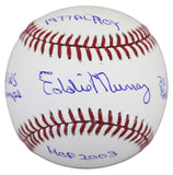 Orioles Eddie Murray "Career Stat" Signed Manfred Oml Baseball W/ Case BAS Wit