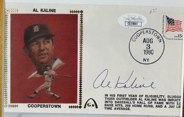 Al Kaline Signed Cooperstown HOF Gateway Stamp Cachet - Detroit Tigers | JSA COA