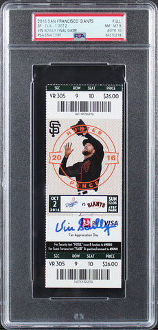 Dodgers Vin Scully Signed Final Game Full Ticket Stub Grade Auto 10! PSA Slabbed