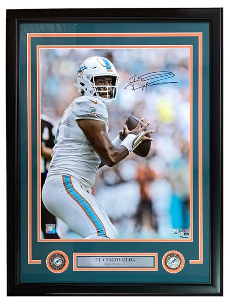Tua Tagovailoa Signed Framed 16x20 Miami Dolphins Pocket Photo Fanatics