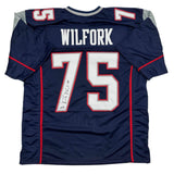Autographed/Signed Vince Wilfork New England Blue Jersey Beckett BAS COA