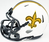 CHRIS OLAVE AUTOGRAPHED SAINTS LUNAR ECLIPSE WHITE MINI HELMET BECKETT 230112