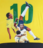Brazil Pele Signed Hand Painted LE 1/1 By William Zavala Framed Jersey BAS COA