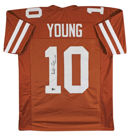 Texas Vince Young "05 Nat'l Champs" Signed Burnt Orange Pro Style Jersey BAS Wit