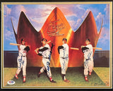 Robinson Williams Mantle Yastrzemski Quad Autographed Triple Crown Litho PSA LOA