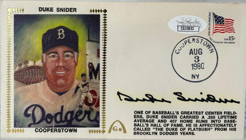 Duke Snider Autographed Stamped COOPERSTOWN Cachet Envelope - JSA COA