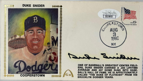 Duke Snider Autographed Stamped COOPERSTOWN Cachet Envelope - JSA COA