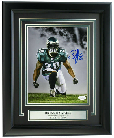 Brian Dawkins Signed Framed Philadelphia Eagles 8x10 Dark Smoke Photo JSA ITP