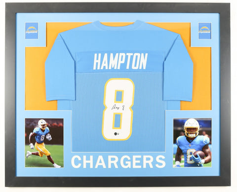 Omarion Hampton Signed Las Angeles Chargers 35"x43" Framed Jersey (Beckett) R.B.