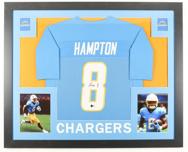Omarion Hampton Signed Las Angeles Chargers 35"x43" Framed Jersey (Beckett) R.B.