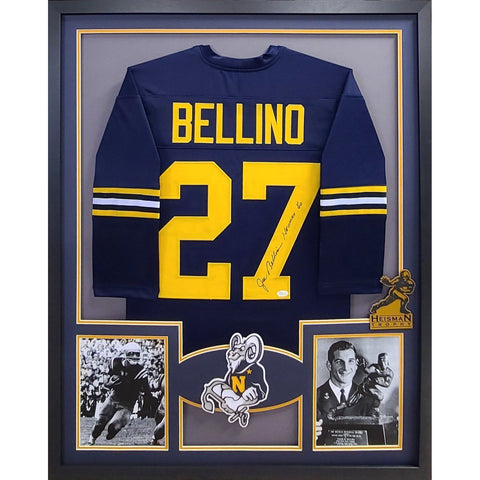 Joe Bellino Autographed Signed Framed Navy Heisman Naval Academy Jersey JSA