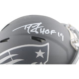 Ty Law Autographed New England Patriots Slate Mini Helmet HOF Beckett 54284