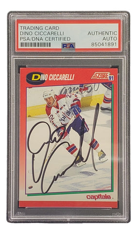 Dino Ciccarelli Signed 1991 Score #128 Capitals Hockey Card PSA/DNA 85041891