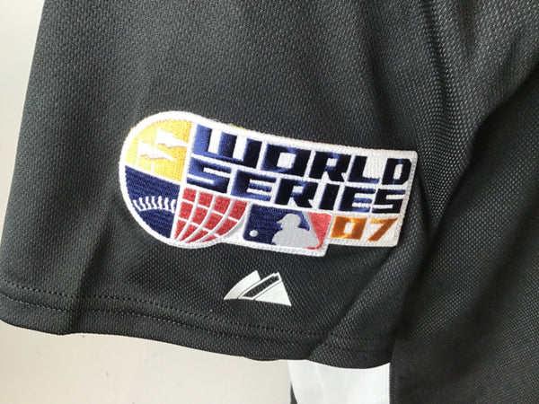 Colorado Rockies Majestic Authentic Cool Base BP Black Jersey 2007 WS Patch New