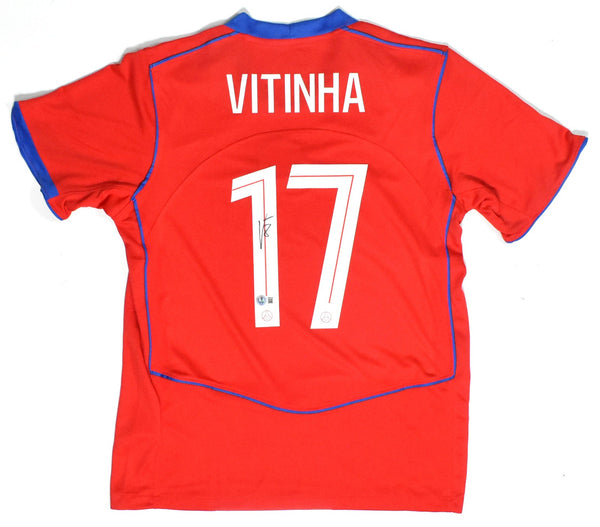 Vitinha Autographed PSG Red Third Soccer Jersey #17 - Beckett W Holo *M