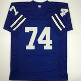 Autographed/Signed BOB LILLY HOF 80 Dallas Retro Blue Football Jersey JSA COA
