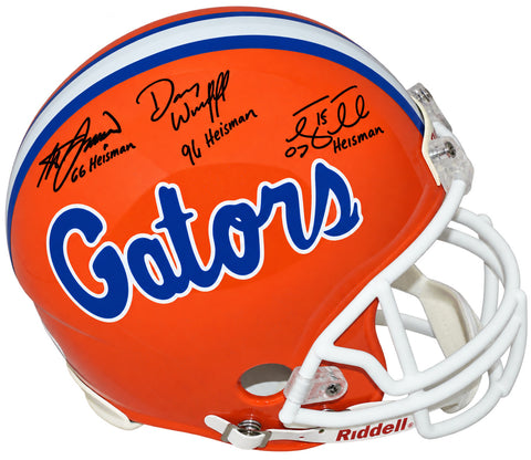 TIM TEBOW STEVE SPURRIER DANNY WUERFFEL SIGNED FLORIDA GATORS PROLINE HELMET