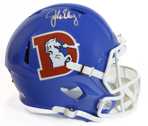 John Elway Autographed Denver Broncos Replica Throwback "D" Logo Helmet BAS COA