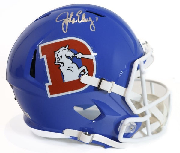 John Elway Autographed Denver Broncos Replica Throwback "D" Logo Helmet BAS COA
