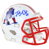 Tedy Bruschi Signed New England Patriots TB Mini Helmet Beckett Witness 51652