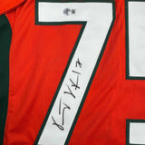 Framed Autographed/Signed Vince Wilfork 35x39 Miami Orange Jersey BAS COA