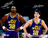 JOHN STOCKTON & KARL MALONE AUTOGRAPHED 16X20 PHOTO JAZZ BECKETT 235777