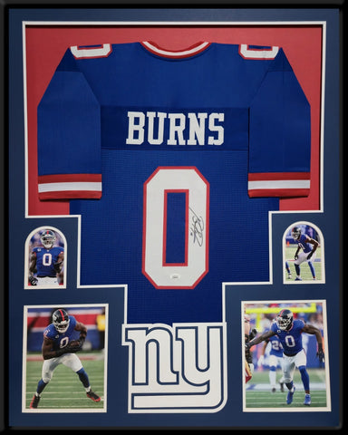 FRAMED NEW YORK GIANTS BRIAN BURNS AUTOGRAPHED JERSEY JSA COA
