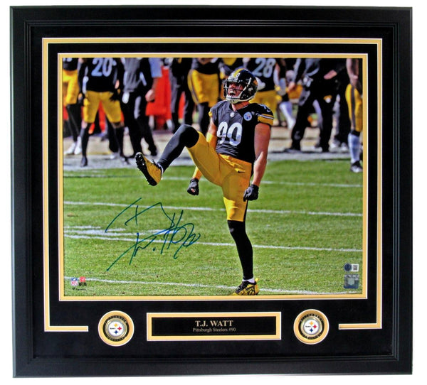 T.J. Watt Autographed 16x20 Photo Pittsburgh Steelers Framed Beckett 212633