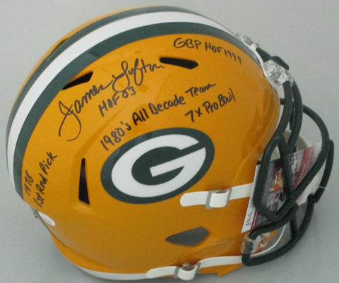 Packers JAMES LOFTON Signed Full Size Replica Speed Helmet w/ STATS - JSA
