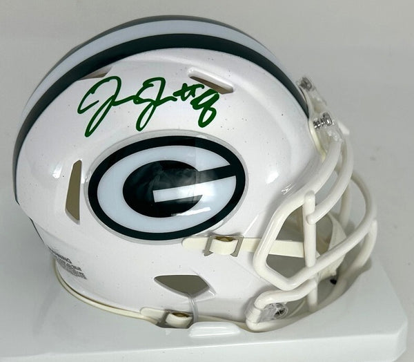 Packers JOSH JACOBS Signed Riddell ALTERNATE WHITE Speed Mini Helmet AUTO - BAS