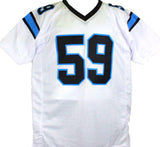 Luke Kuechly Autographed White Pro Style Stat Jersey- Beckett W Hologram *Silver