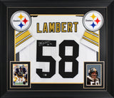 Jack Lambert "HOF 90" Signed White Pro Style Framed Jersey BAS Witnessed