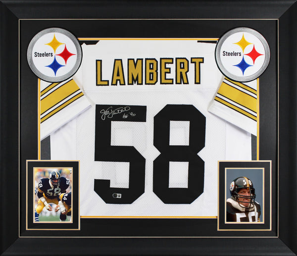 Jack Lambert "HOF 90" Signed White Pro Style Framed Jersey BAS Witnessed