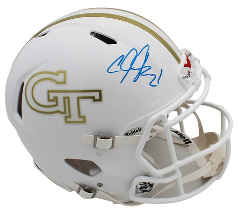 Calvin Johnson Signed Georgia Tech Yellow Jackets Speed Authentic White Helmet