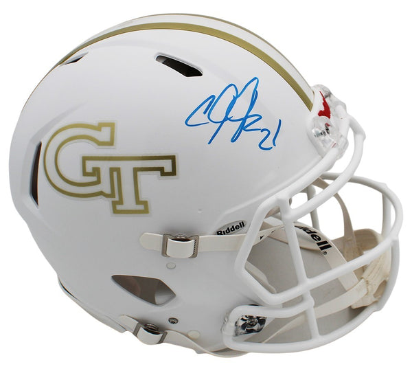 Calvin Johnson Signed Georgia Tech Yellow Jackets Speed Authentic White Helmet