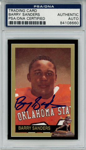 Barry Sanders Signed 1992 Downtown Athletic Club #54 Trading Card PSA Slab 43797