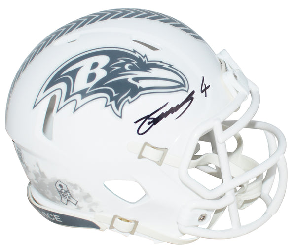 ZAY FLOWERS SIGNED BALTIMORE RAVENS SALUTE TO SERVICE SPEED MINI HELMET BECKETT